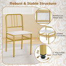 Dining Chairs Set of 4 with Slatted Backrest & Metal Frame