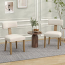 Dining Chairs Set of 2 with Curved Backrest Padded Seat-Beige by LJGDeals