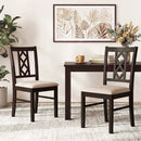 Dining Room Chairs Set of 2 Rubber Wood Dining Chairs with Hollowed Backrest-Brown by LJGDeals