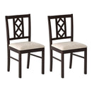 Dining Room Chairs Set of 2 Rubber Wood Dining Chairs with Hollowed Backrest-Brown by LJGDeals