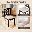 Dining Room Chairs Set of 2 Rubber Wood Dining Chairs with Hollowed Backrest-Brown by LJGDeals