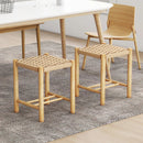 Dining Stool Set of 2 with Rubber Wood Frame-Natural by LJGDeals