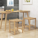 Dining Stool Set of 2 with Rubber Wood Frame-Natural by LJGDeals