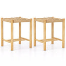 Dining Stool Set of 2 with Rubber Wood Frame-Natural by LJGDeals