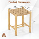 Dining Stool Set of 2 with Rubber Wood Frame-Natural by LJGDeals