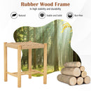 Dining Stool Set of 2 with Rubber Wood Frame-Natural