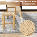 Dining Stool Set of 2 with Rubber Wood Frame-Natural by LJGDeals