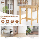 Dining Stool Set of 2 with Rubber Wood Frame-Natural by LJGDeals