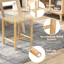 Dining Stool Set of 2 with Rubber Wood Frame-Natural by LJGDeals