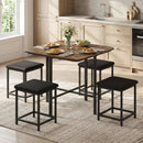 5-Piece Dining Table Set with 4 Upholstered Stools by LJGDeals