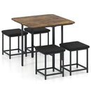 5-Piece Dining Table Set with 4 Upholstered Stools by LJGDeals