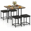 5-Piece Dining Table Set with 4 Upholstered Stools by LJGDeals