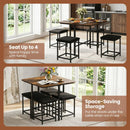 5-Piece Dining Table Set with 4 Upholstered Stools by LJGDeals