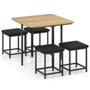 5-Piece Dining Table Set with 4 Upholstered Stools by LJGDeals