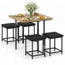 5-Piece Dining Table Set with 4 Upholstered Stools by LJGDeals