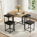 5-Piece Dining Table Set with 4 Upholstered Stools by LJGDeals