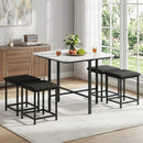 5-Piece Dining Table Set with 4 Upholstered Stools by LJGDeals