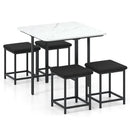 5-Piece Dining Table Set with 4 Upholstered Stools by LJGDeals