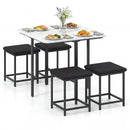 5-Piece Dining Table Set with 4 Upholstered Stools by DirectDeals