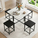 5-Piece Dining Table Set with 4 Upholstered Stools by DirectDeals