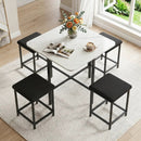 5-Piece Dining Table Set with 4 Upholstered Stools by LJGDeals