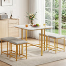 5-Piece Dining Table Set with 4 Upholstered Stools