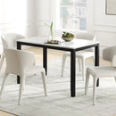 45 Inch Rectangular Mid Century Dining Table with Faux Marble Tabletop for 4 People-Black & White by LJGDeals