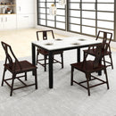 45 Inch Rectangular Mid Century Dining Table with Faux Marble Tabletop for 4 People-Black & White by LJGDeals