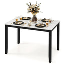 45 Inch Rectangular Mid Century Dining Table with Faux Marble Tabletop for 4 People-Black & White by LJGDeals