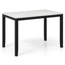 45 Inch Rectangular Mid Century Dining Table with Faux Marble Tabletop for 4 People-Black & White by LJGDeals