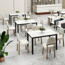 45 Inch Rectangular Mid Century Dining Table with Faux Marble Tabletop for 4 People-Black & White by LJGDeals