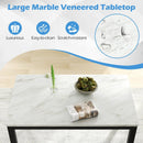 45 Inch Rectangular Mid Century Dining Table with Faux Marble Tabletop for 4 People-Black & White by LJGDeals