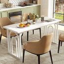 Dining Table for 6-8 People 63 Inch Rectangular Farmhouse Kitchen Table-White by LJGDeals