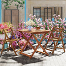 29.5 Inch x 29.5 Inch Patio Dining Table with Teak Painting and Umbrella Hole by LJGDeals