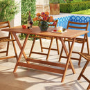 54.5 Inch x 27.5 Inch Patio Dining Table with Teak Painting and Umbrella Hole by LJGDeals