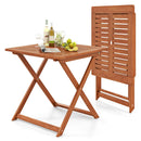 29.5 Inch x 29.5 Inch Patio Dining Table with Teak Painting and Umbrella Hole by LJGDeals