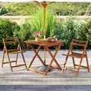 29.5 Inch x 29.5 Inch Patio Dining Table with Teak Painting and Umbrella Hole by LJGDeals