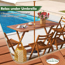 54.5 Inch x 27.5 Inch  Patio Dining Table with Teak Painting and Umbrella Hole