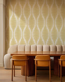 Ogee Sketch Ovals Wallpaper - Mustard Yellow