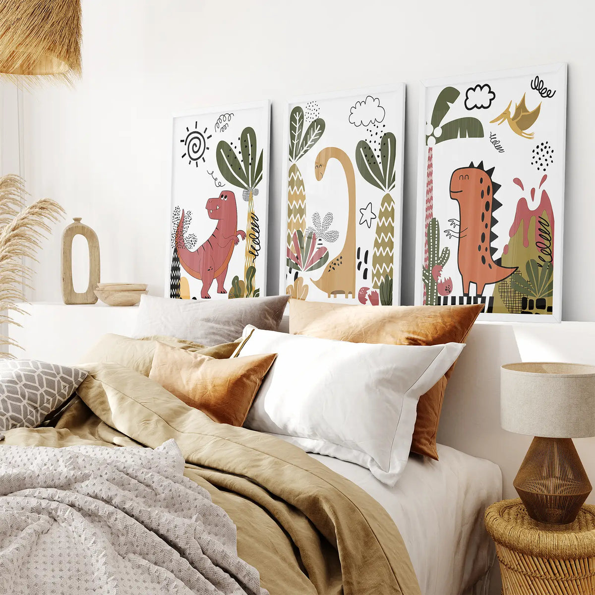Cute Dino Prints Set Boys Nursery Wall Art Decor, photo 4 of 10