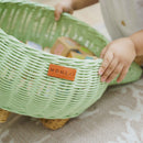 Dinosaur Rattan Storage Basket Mint Green - Medium by MOMIJI US LLC