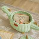 Dinosaur Rattan Storage Basket Mint Green - Medium by MOMIJI US LLC