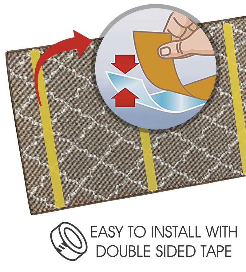 Sussex Home, Landing Rug, Slip Resistant Indoor Carpets Includes Adhesive Tape 2' x 3'-Trellisville Collection |Brown&White