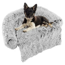 Gray Plush Calming Dog Couch Bed with Anti-Slip Bottom by DirectDeals