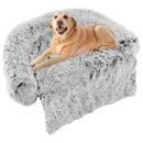 Gray Plush Calming Dog Couch Bed with Anti-Slip Bottom by LJGDeals