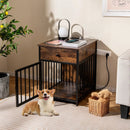 Dog Crate Furniture for Small Dogs Wooden Puppy Kennel with Charging Station-Rustic Brown by LJGDeals