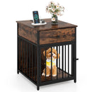 Dog Crate Furniture for Small Dogs Wooden Puppy Kennel with Charging Station-Rustic Brown by LJGDeals