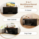 Dog Crate Furniture Indoor Modern Dog Kennel with Divider 3 Drawers and Pull-out Feeder by LJGDeals