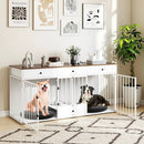 Dog Crate Furniture Indoor Modern Dog Kennel with Divider 3 Drawers and Pull-out Feeder by LJGDeals