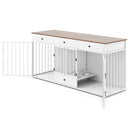 Dog Crate Furniture Indoor Modern Dog Kennel with Divider 3 Drawers and Pull-out Feeder by DirectDeals